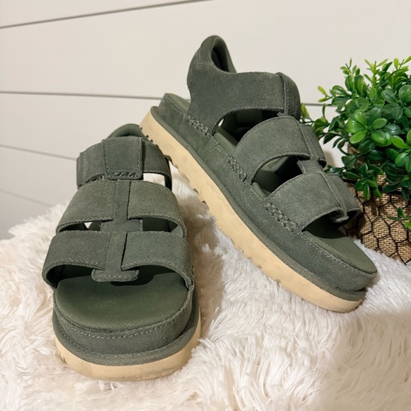 UGG Women's Goldenstar Suede Strap Sandals Moss Green Size 9M - Picture 3 of 6